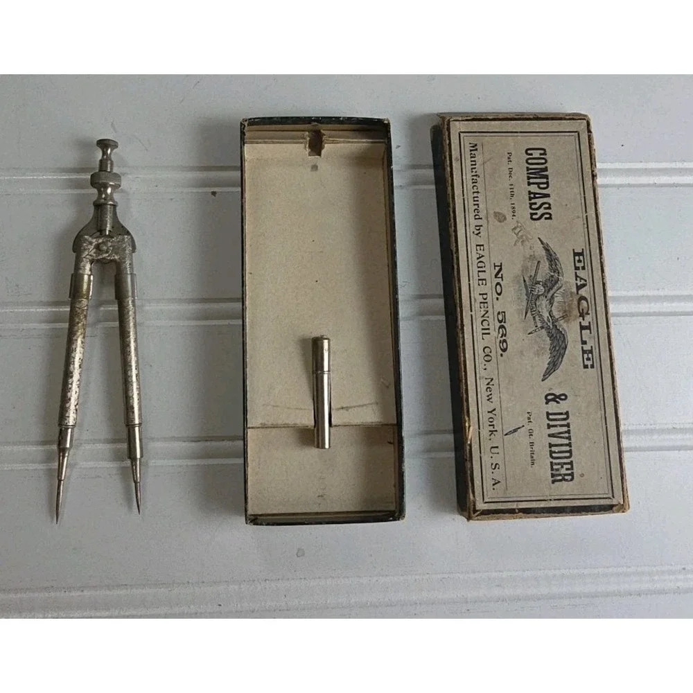 Antique Vintage Eagle No. 569 Compass & Divider Drafting Tool USA